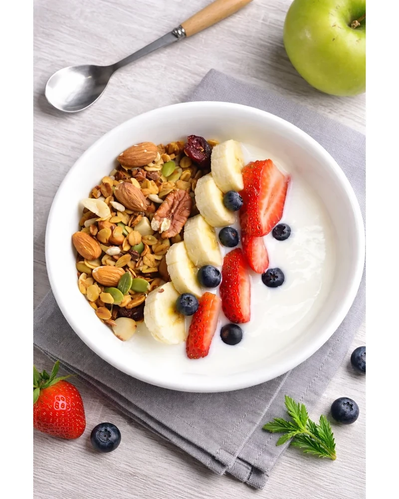 Bowl con granola artesanal, frutas y yogur